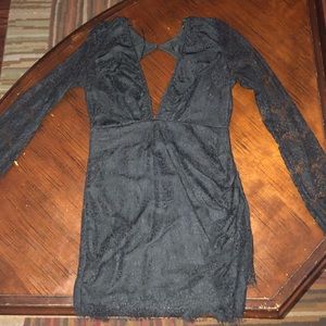 Black lace mini dress